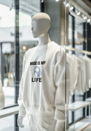 White Regular Fit Sweatshirt - Music Is My Life Women Regular Fit Sweatshirt 320 Design | Women Fashion