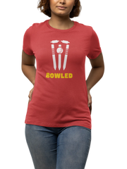 Bowled Women Regular Fit Tshirt 180 Red Regular Fit Tshirt - Premium Cotton Women Wear