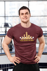 Maroon Regular Fit Tshirt - Chess Think Before You Move Men Regular Fit Tshirt 180 Design | Men Fashion