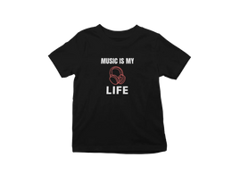 Kids Regular Fit Tshirt - Music Is My Life Kids Regular Fit Tshirt 180 Black | Fullmoon Styles