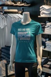 Teal Blue Oversized - Rock N Roll With Music Women Oversized 240 Design | Women Fashion