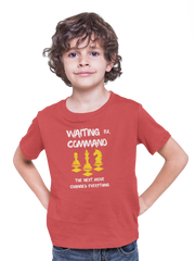 Red Regular Fit Tshirt - Waiting For Command Kids Regular Fit Tshirt 180 Design | Kids Fashion
