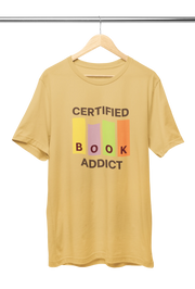 Certified Book Addict Men Regular Fit Tshirt 180 Beige Regular Fit Tshirt - Premium Cotton Men Wear
