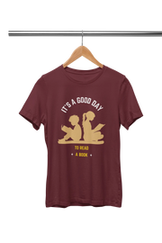 Men Regular Fit Tshirt - Good Day To Read Men Regular Fit Tshirt 180 Maroon | Fullmoon Styles
