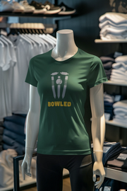 Bottle Green Regular Fit Tshirt - Bowled Women Regular Fit Tshirt 180 Design | Women Fashion
