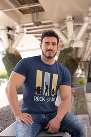 Rock Star Men Regular Fit Tshirt 180 Navy Blue Regular Fit Tshirt - Premium Cotton Men Wear