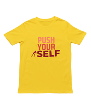 Men Regular Fit Tshirt - Push Yourself Men Regular Fit Tshirt 180 Yellow | Fullmoon Styles