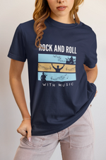 Rock N Roll With Music Women Regular Fit Tshirt 180 Navy Blue Regular Fit Tshirt - Premium Cotton Women Wear
