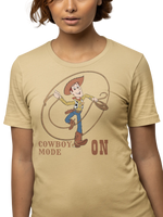 Woody Cowboy Mode On Women Regular Fit Tshirt 180 Beige Regular Fit Tshirt - Premium Cotton Women Wear