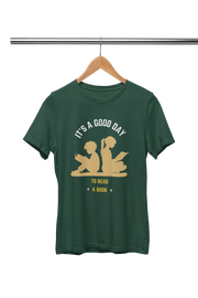 Good Day To Read Men Regular Fit Tshirt 180 Bottle Green Regular Fit Tshirt - Premium Cotton Men Wear
