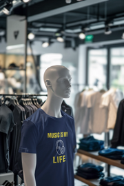 Navy Blue Regular Fit Tshirt - Music Is My Life Men Regular Fit Tshirt 180 Design | Men Fashion