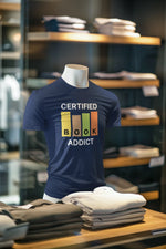 Navy Blue Regular Fit Tshirt - Certified Book Addict Men Regular Fit Tshirt 180 Design | Men Fashion