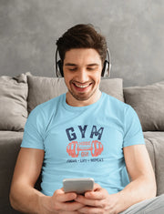 Gym Mode On Men Regular Fit Tshirt 180 Sky Blue Regular Fit Tshirt - Premium Cotton Men Wear