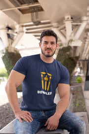 Men Regular Fit Tshirt - Bowled Men Regular Fit Tshirt 180 Navy Blue | Fullmoon Styles