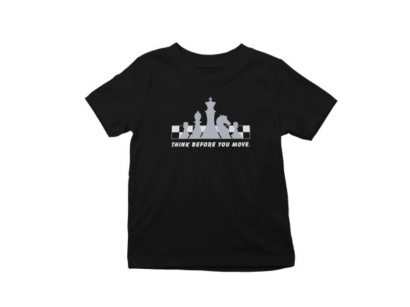 Kids Regular Fit Tshirt - Chess Think Before You Move Kids Regular Fit Tshirt 180 Black | Fullmoon Styles