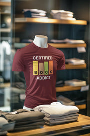 Maroon Regular Fit Tshirt - Certified Book Addict Men Regular Fit Tshirt 180 Design | Men Fashion
