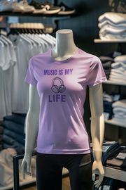 Lavender Regular Fit Tshirt - Music Is My Life Women Regular Fit Tshirt 180 Design | Women Fashion