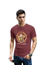 Toy Story Woody Sheriff Men Regular Fit Tshirt 180 Maroon Regular Fit Tshirt - Premium Cotton Men Wear