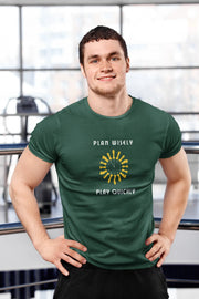 Comfortable Men Regular Fit Tshirt in Bottle Green - 180 GSM | Fullmoon Styles