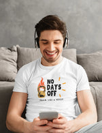 No Days Off Men Regular Fit Tshirt 180 White Regular Fit Tshirt - Premium Cotton Men Wear