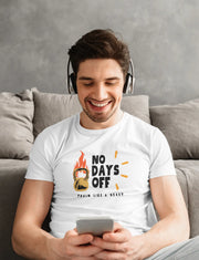 No Days Off Men Regular Fit Tshirt 180 White Regular Fit Tshirt - Premium Cotton Men Wear