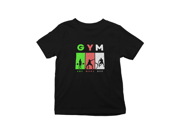 Kids Regular Fit Tshirt - One More Rep Kids Regular Fit Tshirt 180 Black | Fullmoon Styles