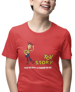 Toy Story Woody Women Oversized 210 Red Oversized - Premium Cotton Women Wear