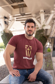 Men Regular Fit Tshirt - Bowled Men Regular Fit Tshirt 180 Maroon | Fullmoon Styles