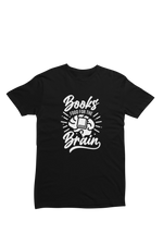 Women Regular Fit Tshirt - Books Food For Brain Women Regular Fit Tshirt 180 Black | Fullmoon Styles