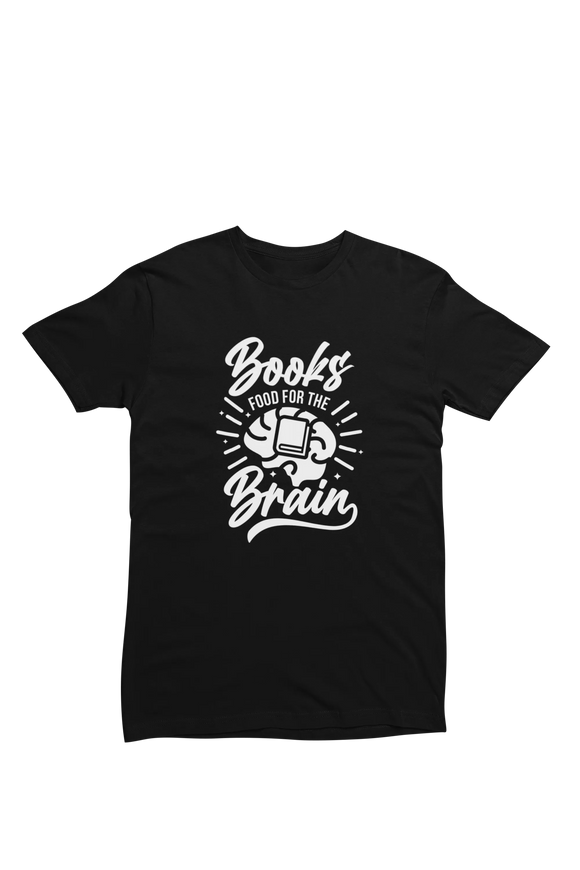 Women Regular Fit Tshirt - Books Food For Brain Women Regular Fit Tshirt 180 Black | Fullmoon Styles