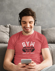 Gym Mode On Men Regular Fit Tshirt 180 Red Regular Fit Tshirt - Premium Cotton Men Wear