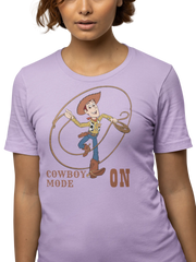 Woody Cowboy Mode On Women Regular Fit Tshirt 180 Lavender Regular Fit Tshirt - Premium Cotton Women Wear