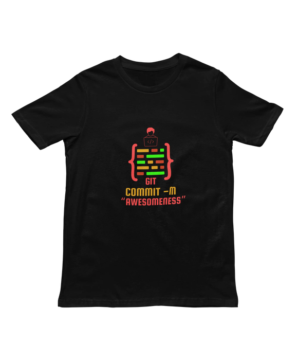 Women Regular Fit Tshirt - Git Commit Awesomeness Women Regular Fit Tshirt 180 Black | Fullmoon Styles