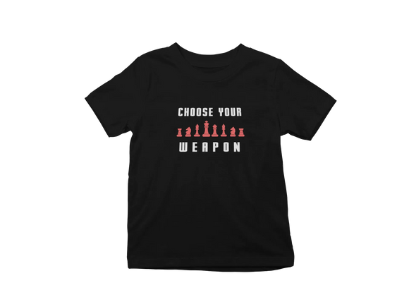 Kids Regular Fit Tshirt - Chess Choose Your Weapon Kids Regular Fit Tshirt 180 Black | Fullmoon Styles