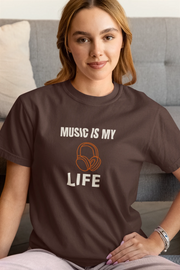 Music Is My Life Women Oversized 210 Brown Oversized - Premium Cotton Women Wear