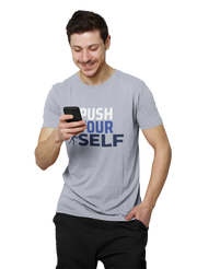 Push Yourself Men Regular Fit Tshirt 180 Gray Regular Fit Tshirt - Premium Cotton Men Wear