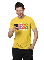 Yellow Regular Fit Tshirt - Chaos Checkmate Men Regular Fit Tshirt 180 Design | Men Fashion