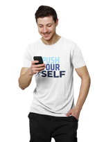 Push Yourself Men Regular Fit Tshirt 180 White Regular Fit Tshirt - Premium Cotton Men Wear