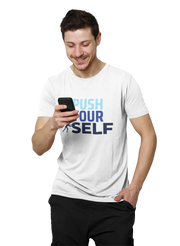 Push Yourself Men Regular Fit Tshirt 180 White Regular Fit Tshirt - Premium Cotton Men Wear