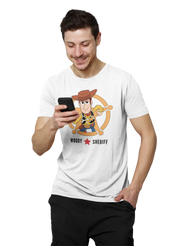 Toy Story Woody Sheriff Men Oversized 240 White Oversized - Premium Cotton Men Wear