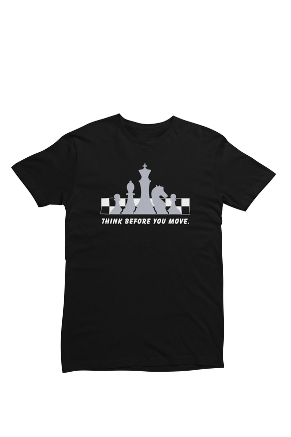 Men Regular Fit Tshirt - Chess Think Before You Move Men Regular Fit Tshirt 180 Black | Fullmoon Styles