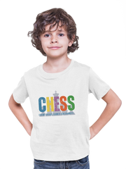 Chaos Checkmate Kids Regular Fit Tshirt 180 White Regular Fit Tshirt - Premium Cotton Kids Wear