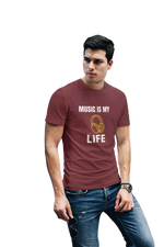 Music Is My Life Men Regular Fit Tshirt 180 Maroon Regular Fit Tshirt - Premium Cotton Men Wear