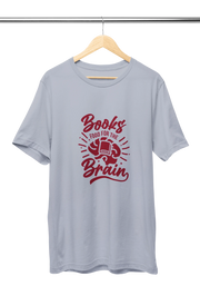 Books Food For Brain Men Regular Fit Tshirt 180 Gray Regular Fit Tshirt - Premium Cotton Men Wear