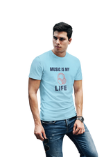 Music Is My Life Men Regular Fit Tshirt 180 Sky Blue Regular Fit Tshirt - Premium Cotton Men Wear