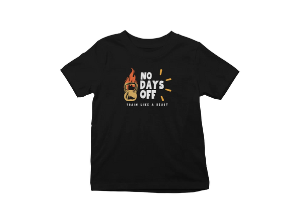 Kids Regular Fit Tshirt - No Days Off Kids Regular Fit Tshirt 180 Black | Fullmoon Styles