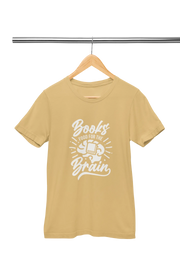 Books Food For Brain Women Regular Fit Tshirt 180 Beige Regular Fit Tshirt - Premium Cotton Women Wear
