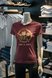 Maroon Regular Fit Tshirt - Toy Story Woody Sheriff Women Regular Fit Tshirt 180 Design | Women Fashion