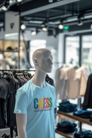 Sky Blue Regular Fit Tshirt - Chaos Checkmate Men Regular Fit Tshirt 180 Design | Men Fashion