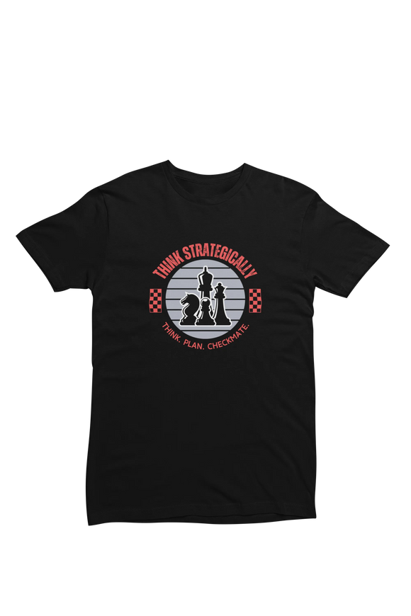 Men Regular Fit Tshirt - Think Strategically Men Regular Fit Tshirt 180 Black | Fullmoon Styles